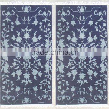 Blue Handknotted woollen carpet