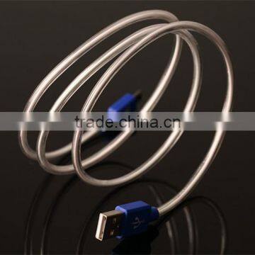 Hot sale micro usb connector blue led flashing light extend data cable usb 2.0