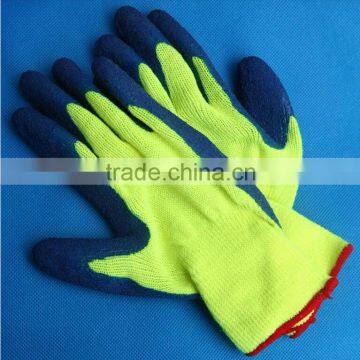 13 Gauge HI-VIS Acrylic Knitted Seamless Fluorescent Yellow Safety Glove EN388, Latex Coated ON Palm