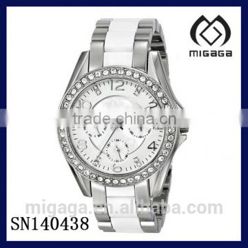 ceramic setting with stainless steel chain watch high quality mechanical watch