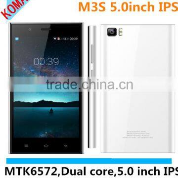 KOMAY dual core mtk6572 5.0 inch IPS screen M3S android os phone 512mb+4gb 5.0 mp smart phone