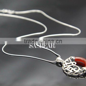 925 sterling silver with red agate pendent