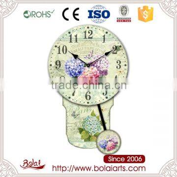 Creative design colorful hydrangea and light green dial home decor clock