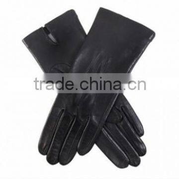 Women's Silk Lined Plain Leather Gloves