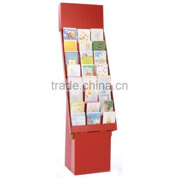 Red Corrguated Greeting Card Holder Floor Display With 8 Tiers