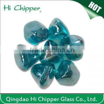 Ocean blue diamond shape fire pit glass gem stone