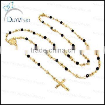 stainless steel hip hop gold cross pendant necklace rosary