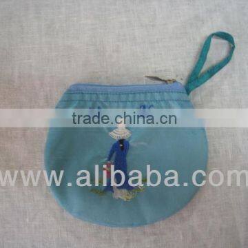 Hand embroidery purse sky blue for tourism