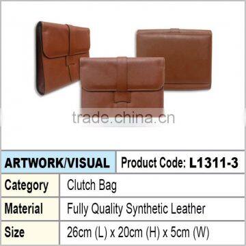 Men Brown synthetic leather clutch bag