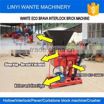 WANTE BRAND WT1-25 ECO BRAVA CLAY INTERLOCKING BRCK MACHINE WITH BIG HOPPER