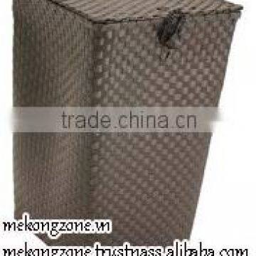 Plastic Woven Laundry Basket with Lid