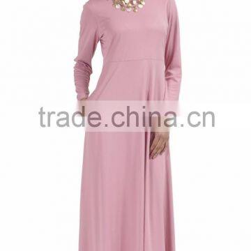 Cowl Neck Necklace Full Long Sleeves Dress Abaya 2016