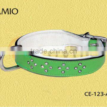 CE 123 A Leather dog Collar with Diamond