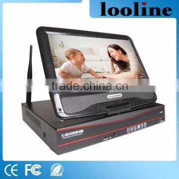 Looline 960P 8CH High Waterproof H.265 IP Camera 10" LCD Monitor Screen Multi-Channel Surveillance