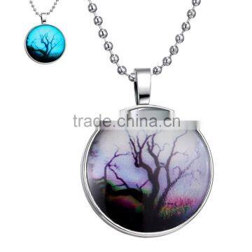 DIY jewelry Glowing Necklace, space galaxy Tree of Life Necklace Jewelry Art Photo Print Pendant glow in the dark jewelry