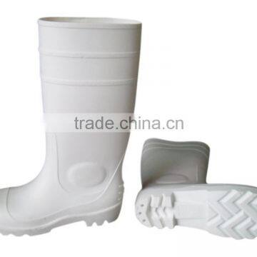 White PVC rain shoes with steel toe,safety rain boots