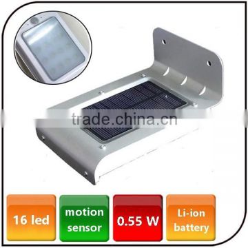 Outdoor transparent lenses solar wall lamp waterproof 16 LED solar motion sensor wall light for garden