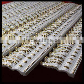 1.2meter ceiling decorative moulding PU material white with gold paint Crown Moulding