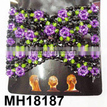 double beaded flower stretch magic hair combs