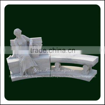 Competitive Price Garden Stone Bench With Lady Scultpure