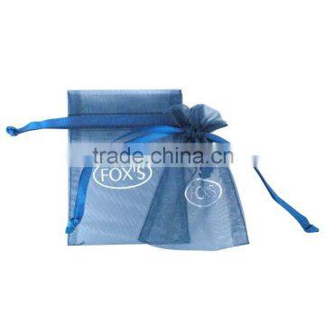 trendy printed blue organza cosmetic bag for sale