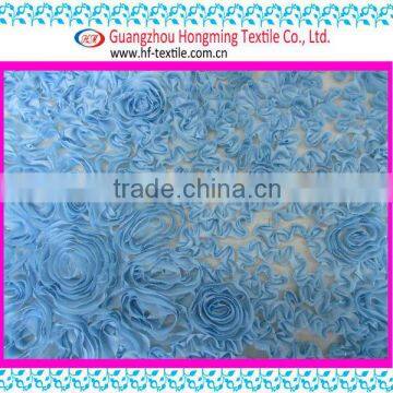 Blue Chiffon Ribbon Embroidery Fabric For Concert Stage Decoration Fabric Amazing Effect Amazing 3D Effect