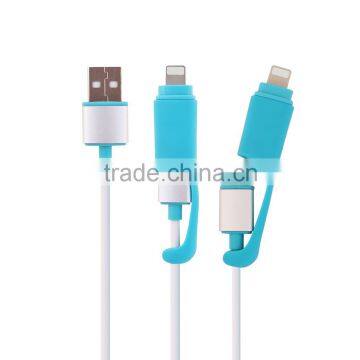 Wholesale 2 in 1 silicone usb data cable/ charginbg cable for mobile phones