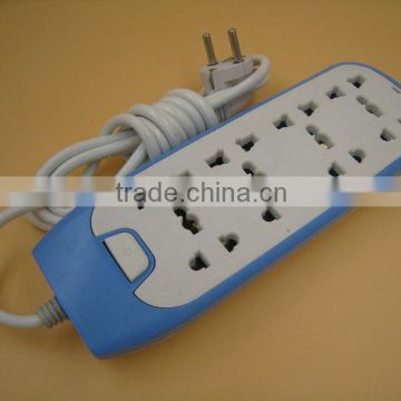 250V 2500W extension overload protector multi-function 8 gang socket European style electrical outlet