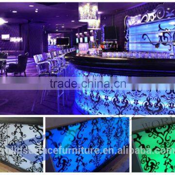 Affordable modern design Acrylic Solid Surface nightclub LED furniture Long bar counter