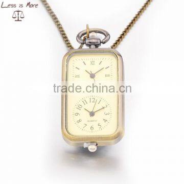 2015 Decorative Custom Double Clock Pocket Watch Vogue Two Clock Pocket Watch