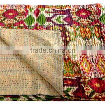 RTHKG-3 Kantha Stitching Vintage Fruit Printed Traditional Cotton Fabric Patchwork Gudri Throw Bedspread Wholesaler Jaipur photo-2