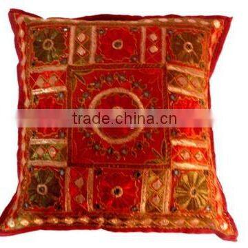 RTHCC-64 Traditional Banjara Stylish Gujarati Mirror Work Embroidered Cotton cushion covers New Year Home Decor Christmas Gift