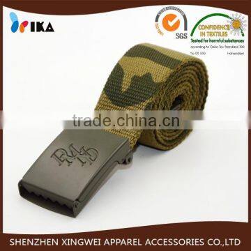 custom camouflage fabric army belt with prong buckle