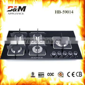 tempered glass built-in 5burner gas stove