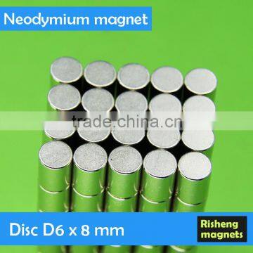 High gauss disc magnet D6x8mm ndfeb magnet