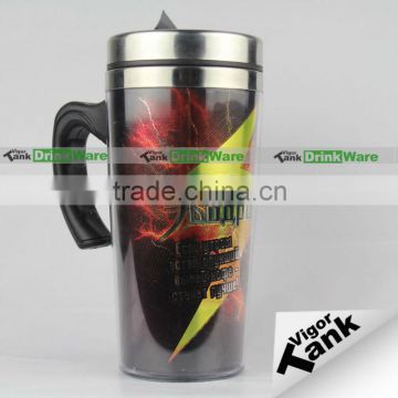 Advertising Insulated Paper Insert Coffee Mug with Handle and Lid