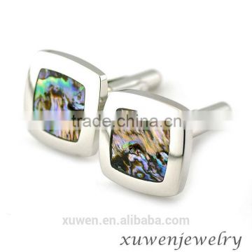 abalone shell mens square shape 316l stainless steel shirt cufflinks