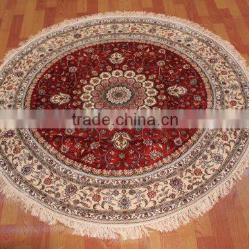 happ design re hand knotted silk rug round silk carpet for dinning room use