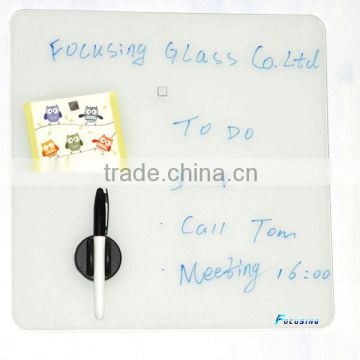 White color tempered glass writing board with memeo board