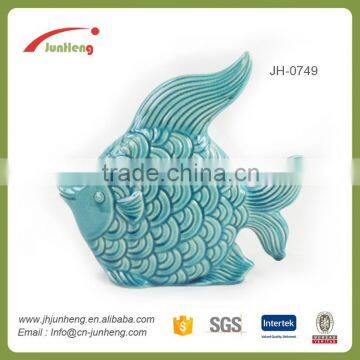 home decor blue glazing ceramic fish event decoration for ocean