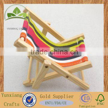 natural pine wood mini beach chair cell phone display holder