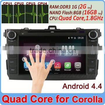 Factory Price Quad Core Cortex A9 Android 4.4 car multimedia for toyota corolla 2006-2011 HD 1024*600 Support OBDll