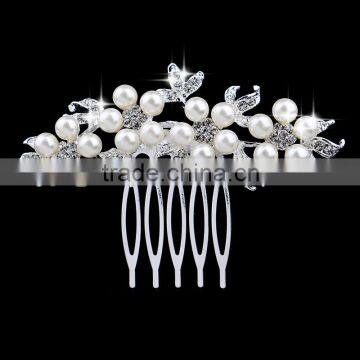 Flower made with pearls small barrettes bridal hair accessory women head comb on wedding