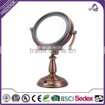 Dual Sided LED Surround Makeup Mirror, 1x/10x Magnification, Copper