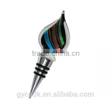 Novelty Colorful Leaf Shape Lampworking Glass Wine Stopper