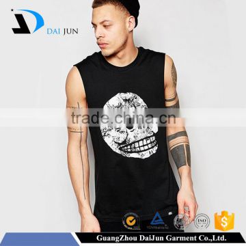 Daijun OEM best price fashion printing black cotton man custom tank tops