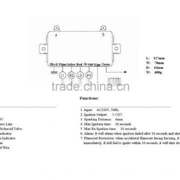 Electronic Pulse Spark Ignitor for Gas Heater/bbq/oven/grill/stove, Auto Gas Ignitor Control Unit 220VAC/110VAC