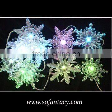 factory making snowflake shape festival christmas led string light decoration with CE/ROHS