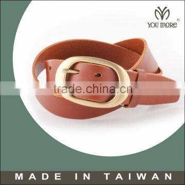 Real Full Grain Leather Belt Alloy pin Buckle waist Wide strap Brown casual Men