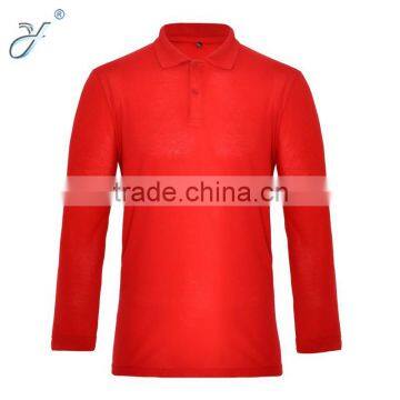 Customised TC Men's Red Plain Color Long Sleeve Polo Shirts